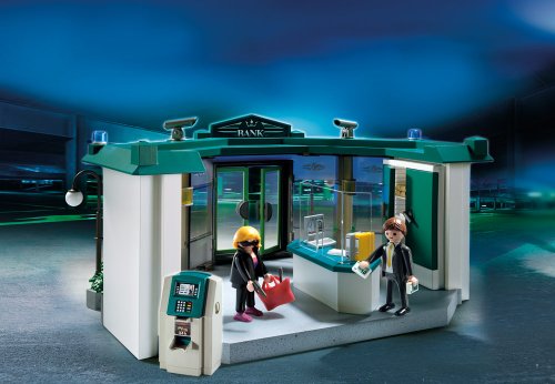 PLAYMOBIL Policía - Banco con Caja Fuerte, Juguete Educativo, 40 x 12,5 x 30 cm, (5177)