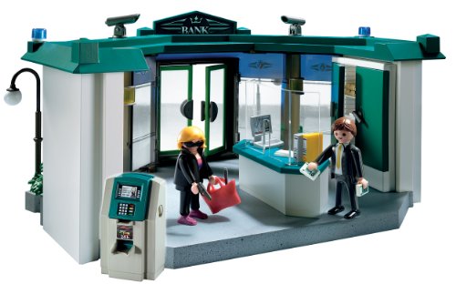 PLAYMOBIL Policía - Banco con Caja Fuerte, Juguete Educativo, 40 x 12,5 x 30 cm, (5177)