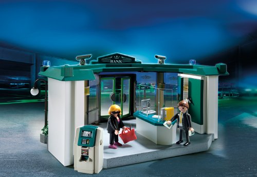 PLAYMOBIL Policía - Banco con Caja Fuerte, Juguete Educativo, 40 x 12,5 x 30 cm, (5177)