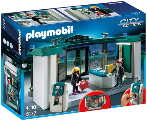 PLAYMOBIL Policía - Banco con Caja Fuerte, Juguete Educativo, 40 x 12,5 x 30 cm, (5177)