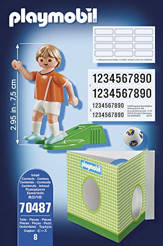 PLAYMOBIL- Sports & Action National Soccer Club Jugador de Fútbol, Holanda, Multicolor (70487)