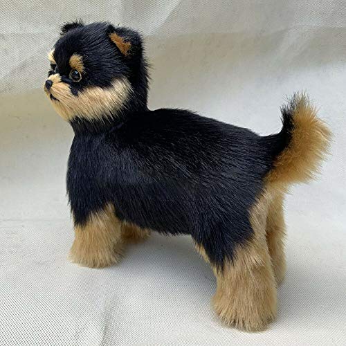 POHOVE Juguete de peluche para perro, realista Yorkie perro lindo hecho a mano, juguete de simulación para perros, cachorros, adornos para coche, color negro