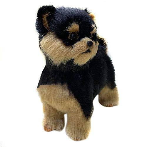 POHOVE Juguete de peluche para perro, realista Yorkie perro lindo hecho a mano, juguete de simulación para perros, cachorros, adornos para coche, color negro