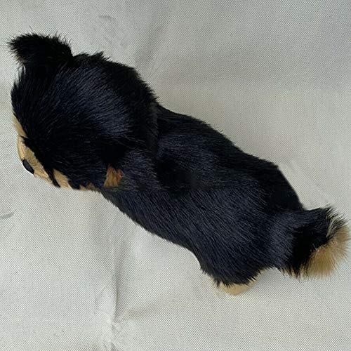 POHOVE Juguete de peluche para perro, realista Yorkie perro lindo hecho a mano, juguete de simulación para perros, cachorros, adornos para coche, color negro