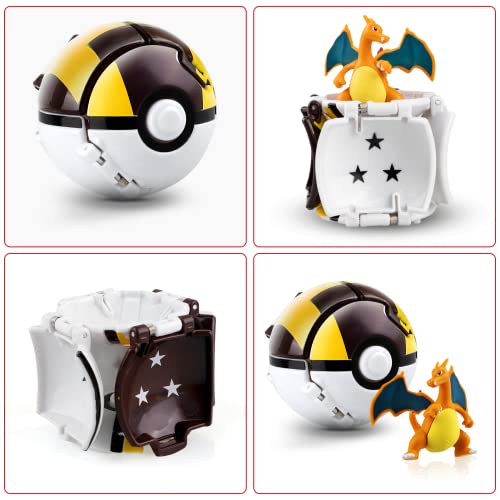 Pokemon Ball Pokeball con figuras de Pokémon peluche Pokemon Pokeball bolas para lanzar, Pokémon juguetes Pokémon Celebrations Mini Figurines para fiesta de cumpleaños (figura de combate Charizard)