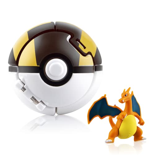 Pokemon Ball Pokeball con figuras de Pokémon peluche Pokemon Pokeball bolas para lanzar, Pokémon juguetes Pokémon Celebrations Mini Figurines para fiesta de cumpleaños (figura de combate Charizard)