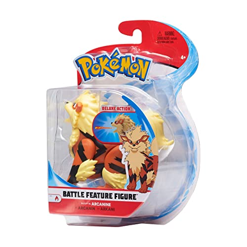 Pokemon Figura de Arkani Arcanine de 11,4 cm, Figura de Pokémon de la última Ola 2021, Juguete Oficial de Pokémon, Detalles dinámicos