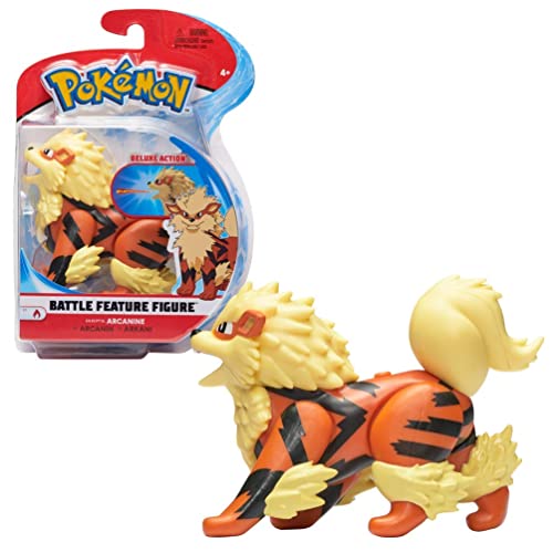 Pokemon Figura de Arkani Arcanine de 11,4 cm, Figura de Pokémon de la última Ola 2021, Juguete Oficial de Pokémon, Detalles dinámicos