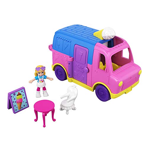 Polly Pocket Camión de Puesto de Helados, muñeca con accesorios (Mattel GGC40)