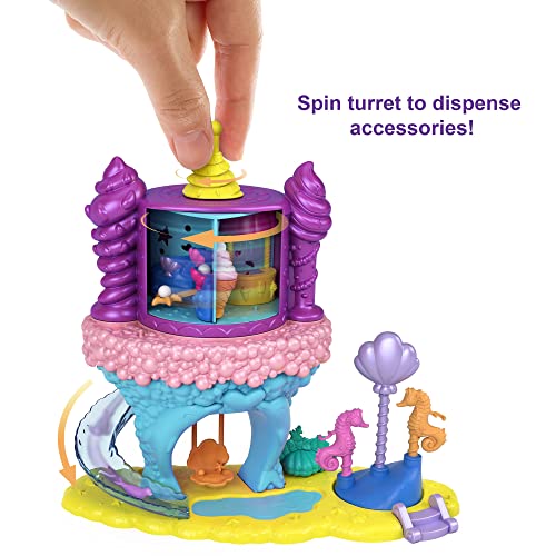 Polly Pocket Paseo de la Princesa Sirena, set de juego con muñeca, mascota y accesorios, juguete para niñas y niños mayores de 4 años (Mattel GYK42)