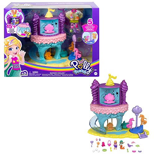 Polly Pocket Paseo de la Princesa Sirena, set de juego con muñeca, mascota y accesorios, juguete para niñas y niños mayores de 4 años (Mattel GYK42)