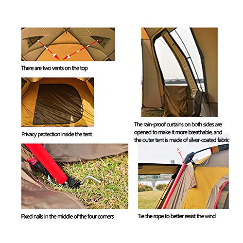 PortáTil Exterior Carpa,Impermeable Carpa para 4-6 Personas CáMping,con Toldo y Estructura de TuberíA de Acero Estable,por La Familia MontañIsmo Pesca