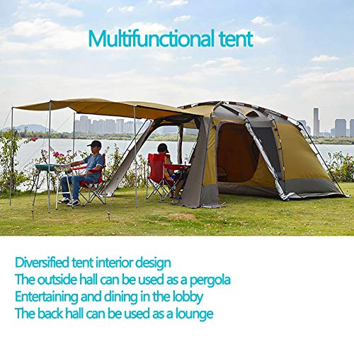 PortáTil Exterior Carpa,Impermeable Carpa para 4-6 Personas CáMping,con Toldo y Estructura de TuberíA de Acero Estable,por La Familia MontañIsmo Pesca