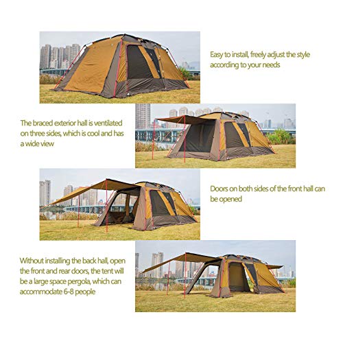 PortáTil Exterior Carpa,Impermeable Carpa para 4-6 Personas CáMping,con Toldo y Estructura de TuberíA de Acero Estable,por La Familia MontañIsmo Pesca