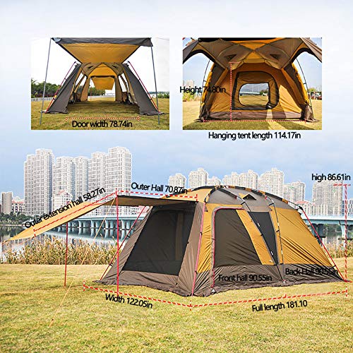 PortáTil Exterior Carpa,Impermeable Carpa para 4-6 Personas CáMping,con Toldo y Estructura de TuberíA de Acero Estable,por La Familia MontañIsmo Pesca