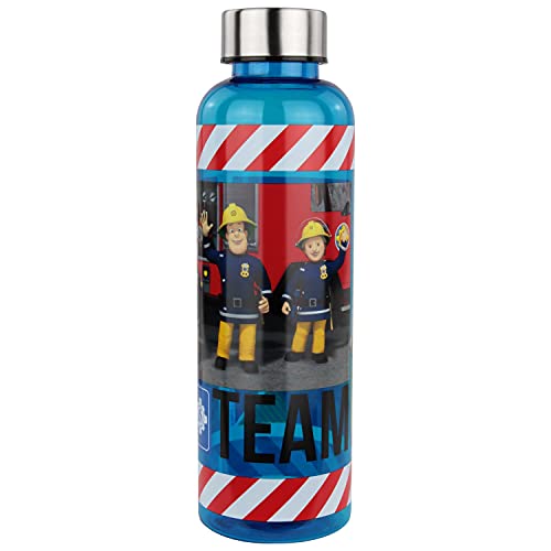 POS 32775 – Botella con diseño de Sam el bombero, transparente con cierre de rosca de acero inoxidable, sin BPA, capacidad aprox. 500 ml, ideal para la escuela, el deporte y el tiempo libre