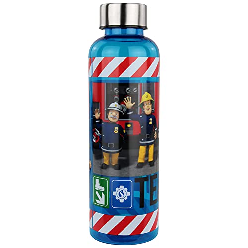 POS 32775 – Botella con diseño de Sam el bombero, transparente con cierre de rosca de acero inoxidable, sin BPA, capacidad aprox. 500 ml, ideal para la escuela, el deporte y el tiempo libre