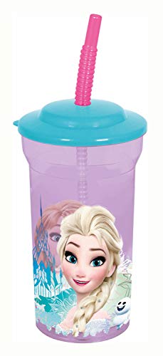 p:os handels- Vaso con diseño de Frozen de Disney, con Pajita, Aprox. 460 ml, sin BPA ni ftalatos, Color carbón, 1 Unidad (Paquete de 1) (25749088)