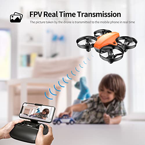 Potensic Mini Drone para Niño, Naranja Drone con Cámara HD con 3 Baterías Vuelo de 24 Mins RC Quadcopter 2.4G 6 Ejes, WiFi FPV en Tiempo Real Dron con Control Remoto A20W