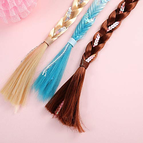 PowerKing Pelucas de niña Cuerda para el Cabello, Extensiones de Cabello Trenzadas para niños y Lazos para el Cabello de Princesa para Disfraz de Frozen Princess Theatre y Juego de Roles