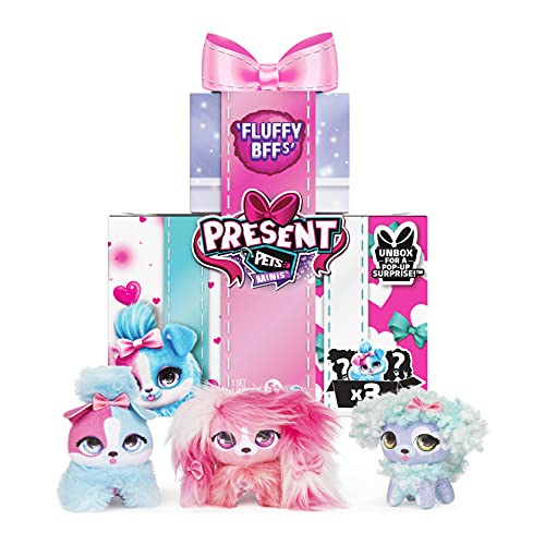 Present Pets, Fluffy Pack of 7.6cm Plush, Kids Toys for Girls Aged 5 and up Minis, Esponjoso BFFs 3 Unidades de 7,6 cm, Juguetes de Peluche para niños de 5 años en adelante (Spin Master 6061674)