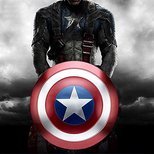 PRETAY Escudo Capitan America Metal Adulto 1: 1 Serie Avengers Legends Decoración Adulto Apoyos de Película Superhéroe Decoraciones,47.5CM