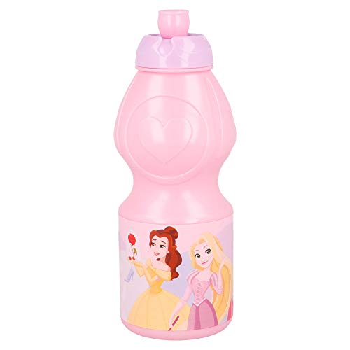 PRINCESAS DISNEY | Botella de Agua Infantil con cierre antifugas | Cantimplora Reutilizable para niños con tapón anti goteo - Libre de BPA - 400 ML