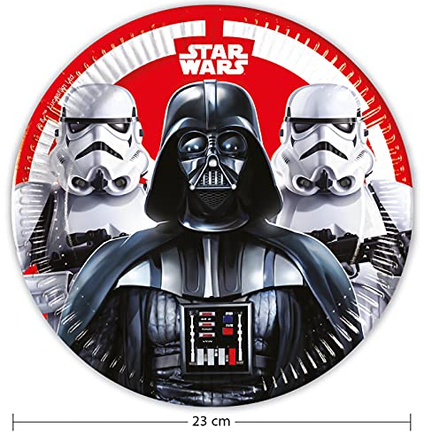 Procos 93440 - Platos de fiesta de Star Wars Final Battle, tamaño 23 cm, 8 unidades, desechables de papel, para cumpleaños infantil, vajilla de fiesta, FSC