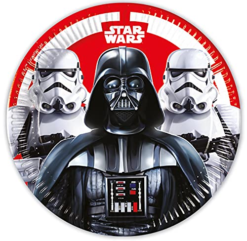 Procos 93440 - Platos de fiesta de Star Wars Final Battle, tamaño 23 cm, 8 unidades, desechables de papel, para cumpleaños infantil, vajilla de fiesta, FSC