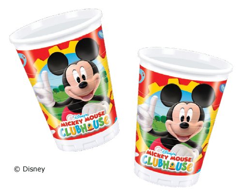 Procos - Juego de vajilla para fiestas (40 piezas, 10 platos, 10 vasos y 20 servilletas para cumpleaños infantiles y fiestas), diseño de Mickey Mouse de Disney