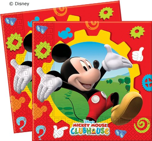 Procos - Juego de vajilla para fiestas (40 piezas, 10 platos, 10 vasos y 20 servilletas para cumpleaños infantiles y fiestas), diseño de Mickey Mouse de Disney