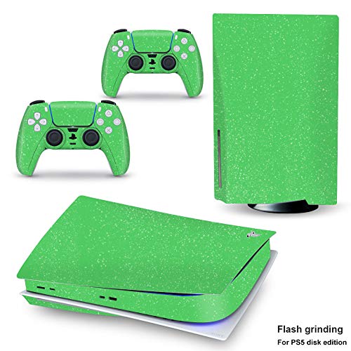 PS5 Sticker Vinyl Decal Cover,PS5 Controller Skin,Matte Glitter Sticker For PS5 Accessories Decal Protective Skin for PlayStation 5 Disk Edition Console and 2 Controllers