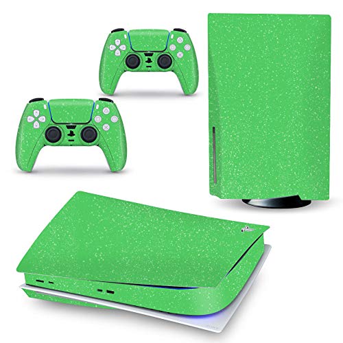 PS5 Sticker Vinyl Decal Cover,PS5 Controller Skin,Matte Glitter Sticker For PS5 Accessories Decal Protective Skin for PlayStation 5 Disk Edition Console and 2 Controllers