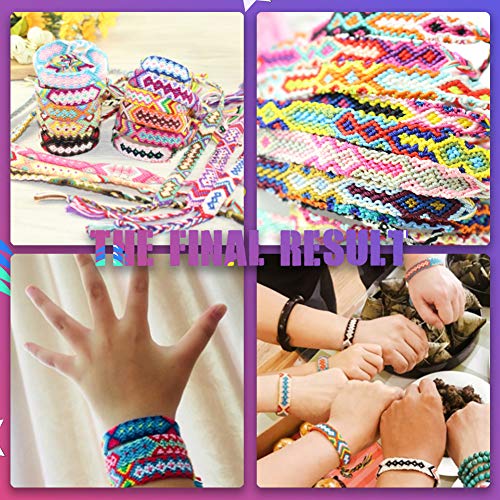 Pulsera de Amistad, Kit Fabricación Pulseras Coloridas con 10 Colores de Hilo de algodón de Colores, Manualidades Para Niñas Niños Diseñar y Hacer Una Pulsera de La Amistad