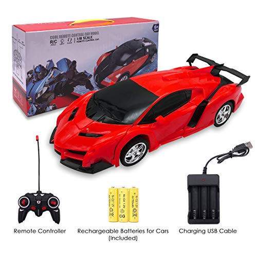 Pup Go Coche de Control Remoto para Niños Mayores de 3 Años, Fácil de Manejar, Transformable, con Efectos de Sonido Realistas, Regalo de Cumpleaños para Niños y Niñas (Rojo)