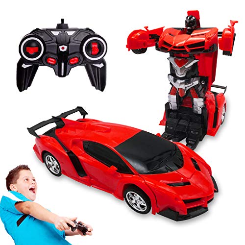 Pup Go Coche de Control Remoto para Niños Mayores de 3 Años, Fácil de Manejar, Transformable, con Efectos de Sonido Realistas, Regalo de Cumpleaños para Niños y Niñas (Rojo)