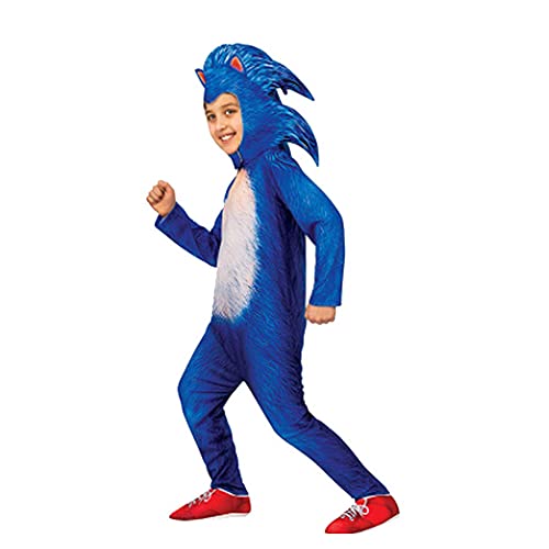 PUYEI Jungen Deluxe Sonic The Hedgehog Anime Cosplay Disfraz de Halloween para niños y jóvenes, mono, mono, fiesta, carnaval, conjunto de ropa para niños, S