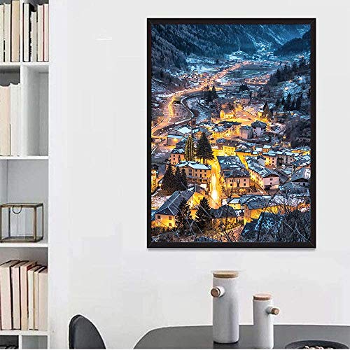 Puzzle Jigsaw Pequeño Pueblo En La Noche De Navidad, Estrés Adulto Alivio Decorativo del Rompecabezas De La Serie Grandes Alpes Desafíos De La Familia 500-6000 Piezas 1027