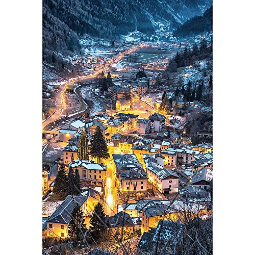 Puzzle Jigsaw Pequeño Pueblo En La Noche De Navidad, Estrés Adulto Alivio Decorativo del Rompecabezas De La Serie Grandes Alpes Desafíos De La Familia 500-6000 Piezas 1027