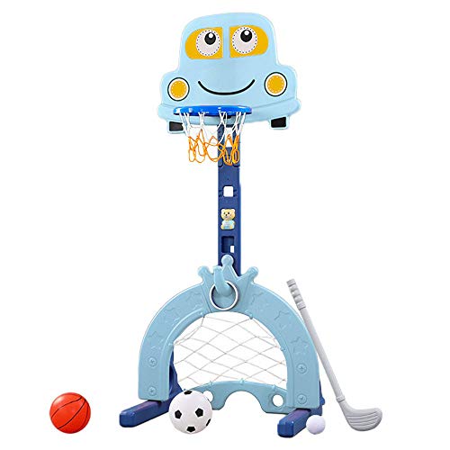 Q-FQRM Juego de aro de Baloncesto | Juego de Soporte de Baloncesto para niños 5 en 1, Juegos de Pelota, Juguetes Ajustables para niños, portátiles para niños, bebés, niños pequeños