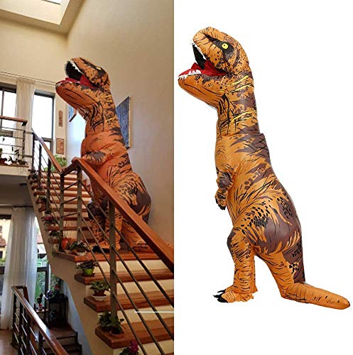 QASIMOF Disfraz Dinosaurio Inflable T-Rex Disfraz Brown Adult para Halloween Carnaval Fiesta Cospaly (Brown)