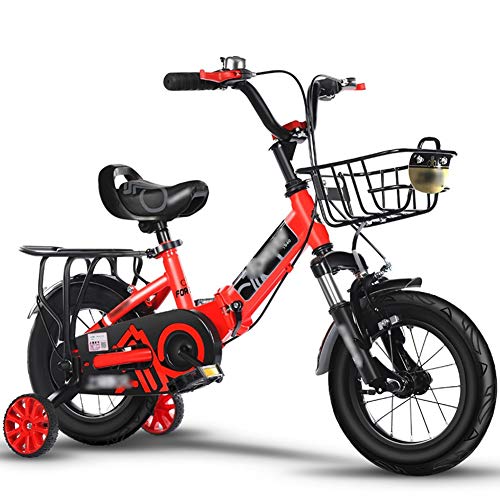 Qazxsw Las Bicicletas Plegables para niños de 2-10 años de Edad Chicos y niñas Bicicletas Recorrido al Aire Libre Amortiguadores Bicicletas Altura Ajustable,Rojo,20inches