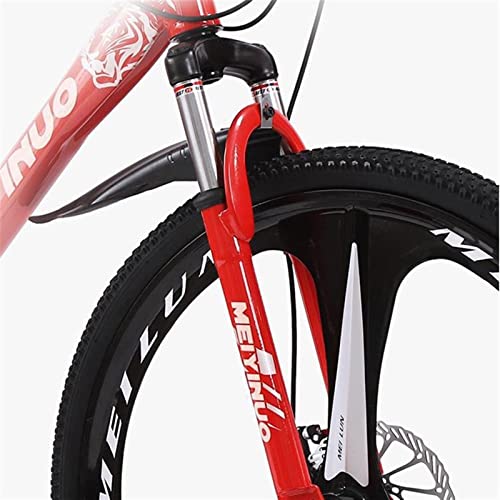 QCLU 24/26 Pulgadas Bicicleta de montaña 21 Speed​ Disc Frenos Hardtail MTB, Trekking Bike Men Bike Girls Bike, Bicicleta de montaña de suspensión Completa (Color : Red, Tamaño : 24 Inch)