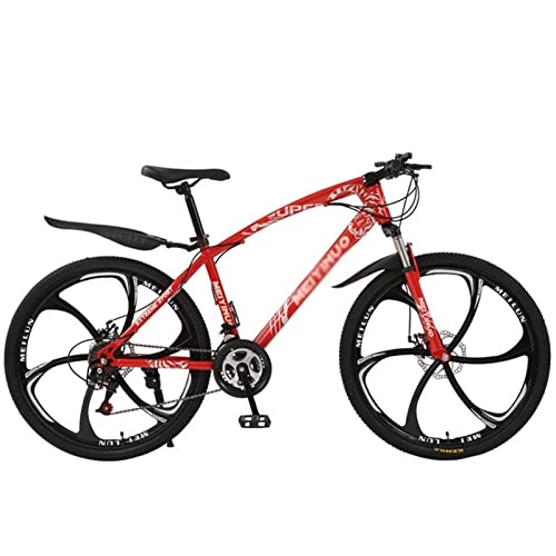 QCLU 24/26 Pulgadas Bicicleta de montaña 21 Speed​ Disc Frenos Hardtail MTB, Trekking Bike Men Bike Girls Bike, Bicicleta de montaña de suspensión Completa (Color : Red, Tamaño : 24 Inch)