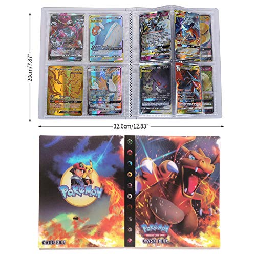 QIFAENY Album Compatible con Cartas Pokemon, Album Cartas Carpeta Cartas Compatible con Pokemon GX, Álbum de Cartas coleccionables de Pokémon, Capacidad para 30 páginas 240 Cartas (Charizard)