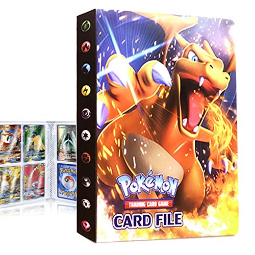 QIFAENY Album Compatible con Cartas Pokemon, Album Cartas Carpeta Cartas Compatible con Pokemon GX, Álbum de Cartas coleccionables de Pokémon, Capacidad para 30 páginas 240 Cartas (Charizard)