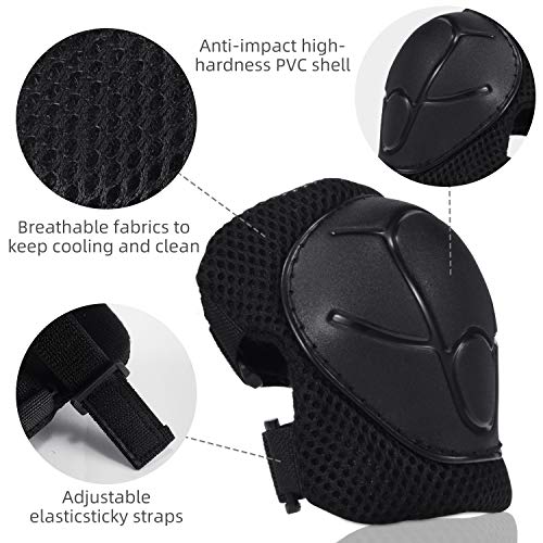 Qissep Casco de Ciclismo para Niños, Protecciones Patines Niña Rodilleras y Cascos Ajustable Coderas para Patinar Bicicleta Monopatín Patinaje sobre Ruedas (Negro)