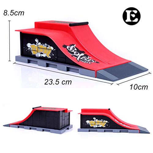 QNFY Mini Monopatín de Dedo Finger Skateboard con Juegos de Accesorios de Rampa Diapasón de Juguete Ultimate Parks Training Props Regalo de Cumpleaños para Niños (E)