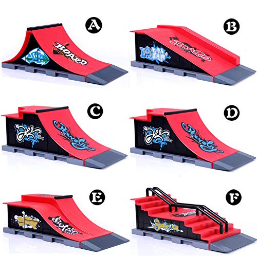 QNFY Mini Monopatín de Dedo Finger Skateboard con Juegos de Accesorios de Rampa Diapasón de Juguete Ultimate Parks Training Props Regalo de Cumpleaños para Niños (E)