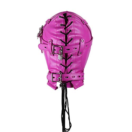 QWSDF Casco de Cuero Transpirable Rosa Juguete Sexy lencería Juego Disfraces Noche Regalo Jugar Partido Adulto Mujer Hombres Cosplay Cama Deporte Pareja Novedad